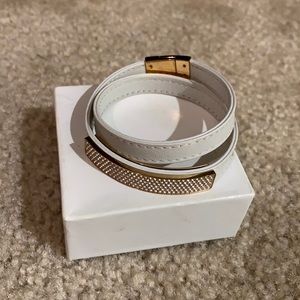 Swarovski crystal and leather wrap bracelet